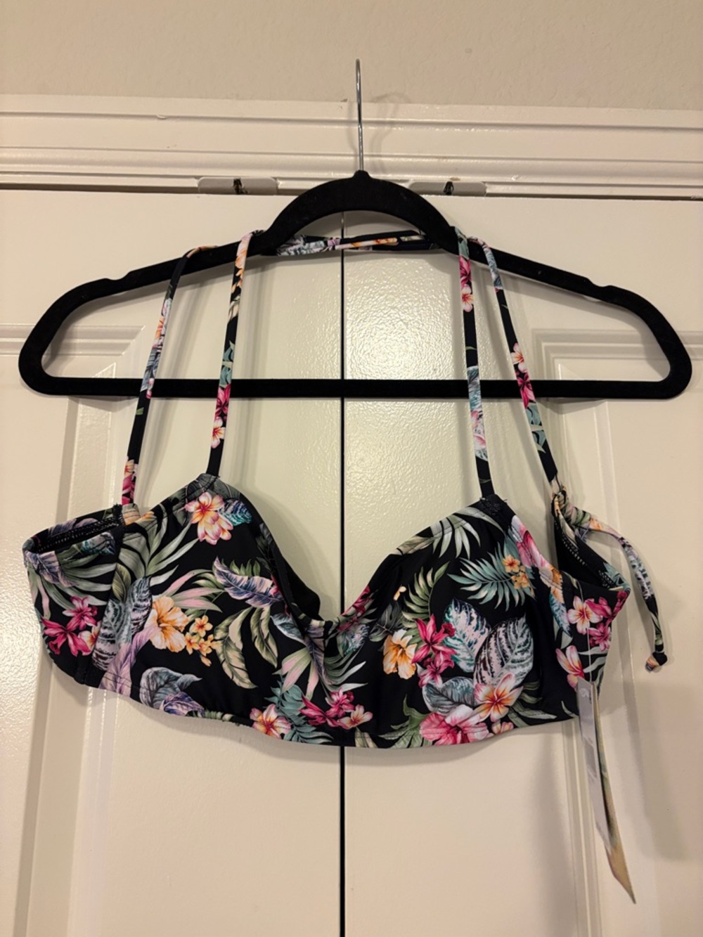 Hobie Black Tropical Floral Bikini Top